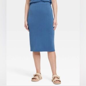 A New Day Women's Sandwash MIDI Skirt Blue Size XS New